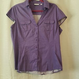1/4 sleeve button down top with v neck